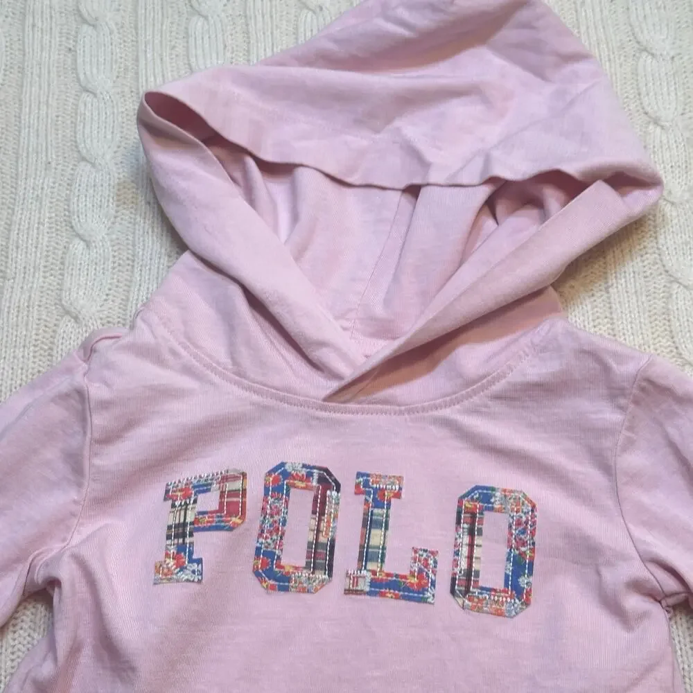 Polo Ralph Lauren Logo Cotton Jersey Hooded Long Sleeve Dress sz 18 M